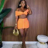 Orange Cotton Candy Skirt Set